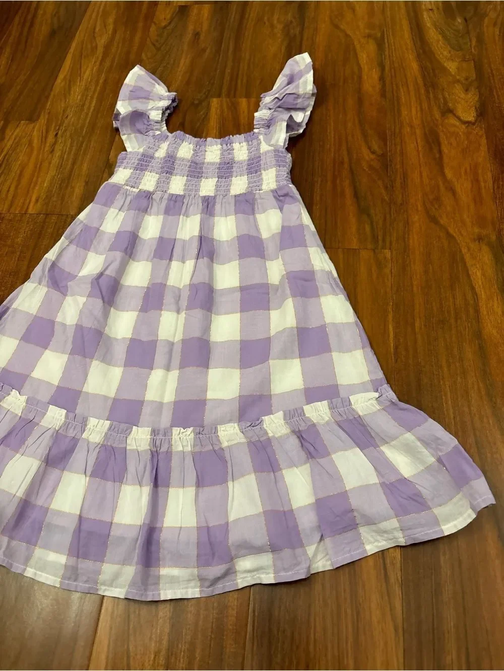 Gap purple/white plaid midi dress NWT